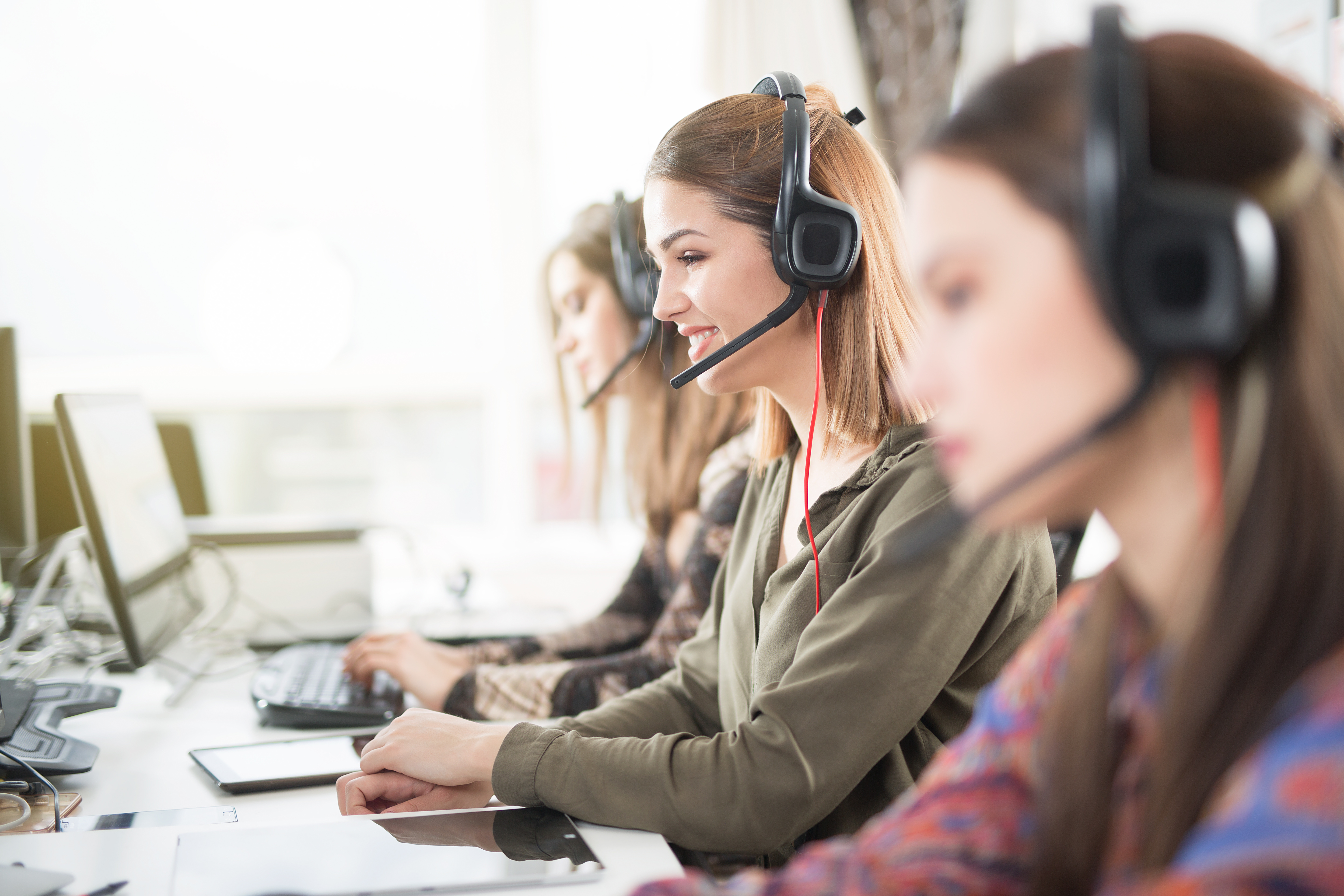 Woman at call centre